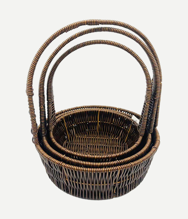 Rattan Handbasket Round Set Of Three