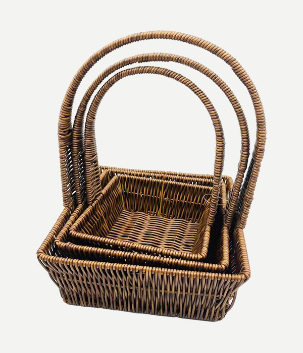 Rattan Handbasket Square Set Of Three