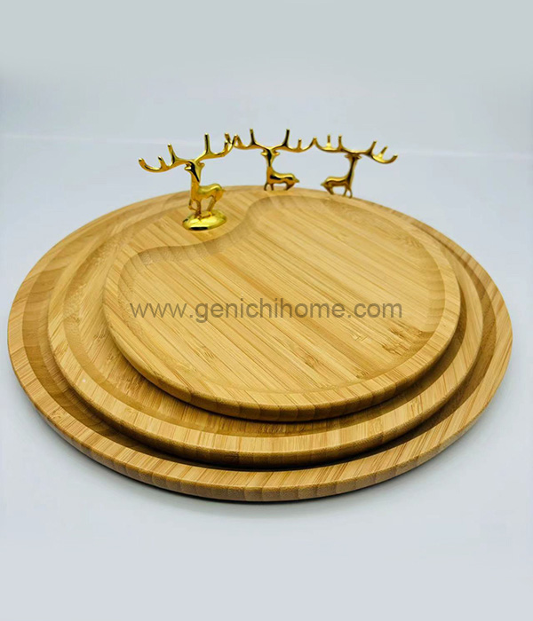 Bamboo tray deer carving