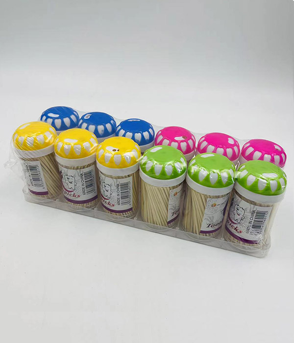 Bamboo toothpick colorful mini bottles