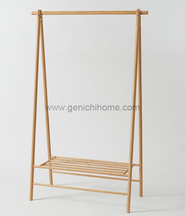 Bamboo floor standing clothes hanger