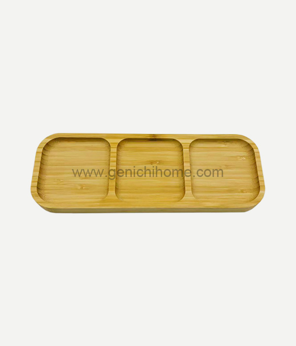 Bamboo Nut Tray Three Rectangular Shapes