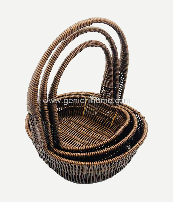 Rattan Tote Basket Oval Set Of Three